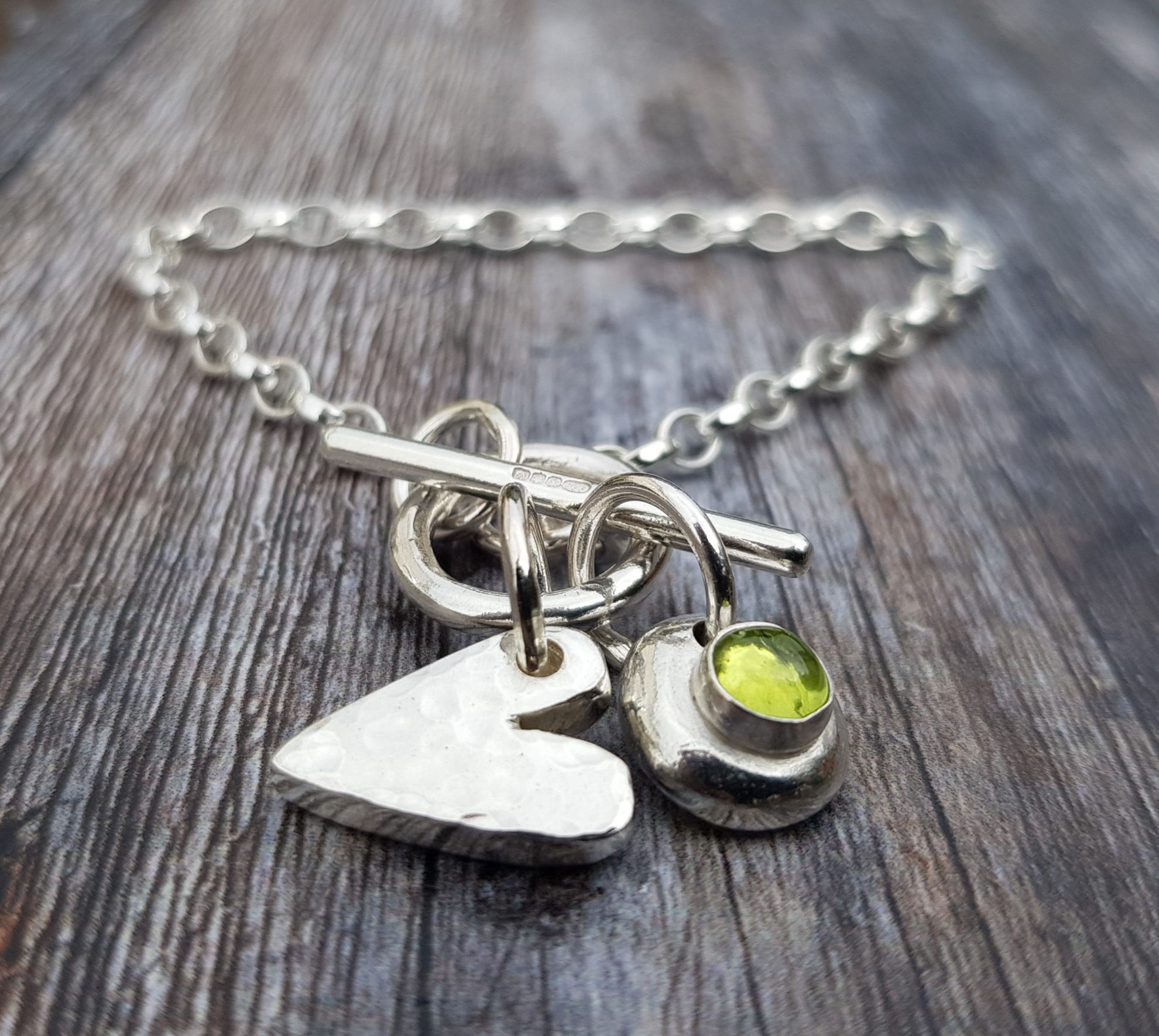 Heart and Gemstone Pebble Charm Bracelet – Silverpickle