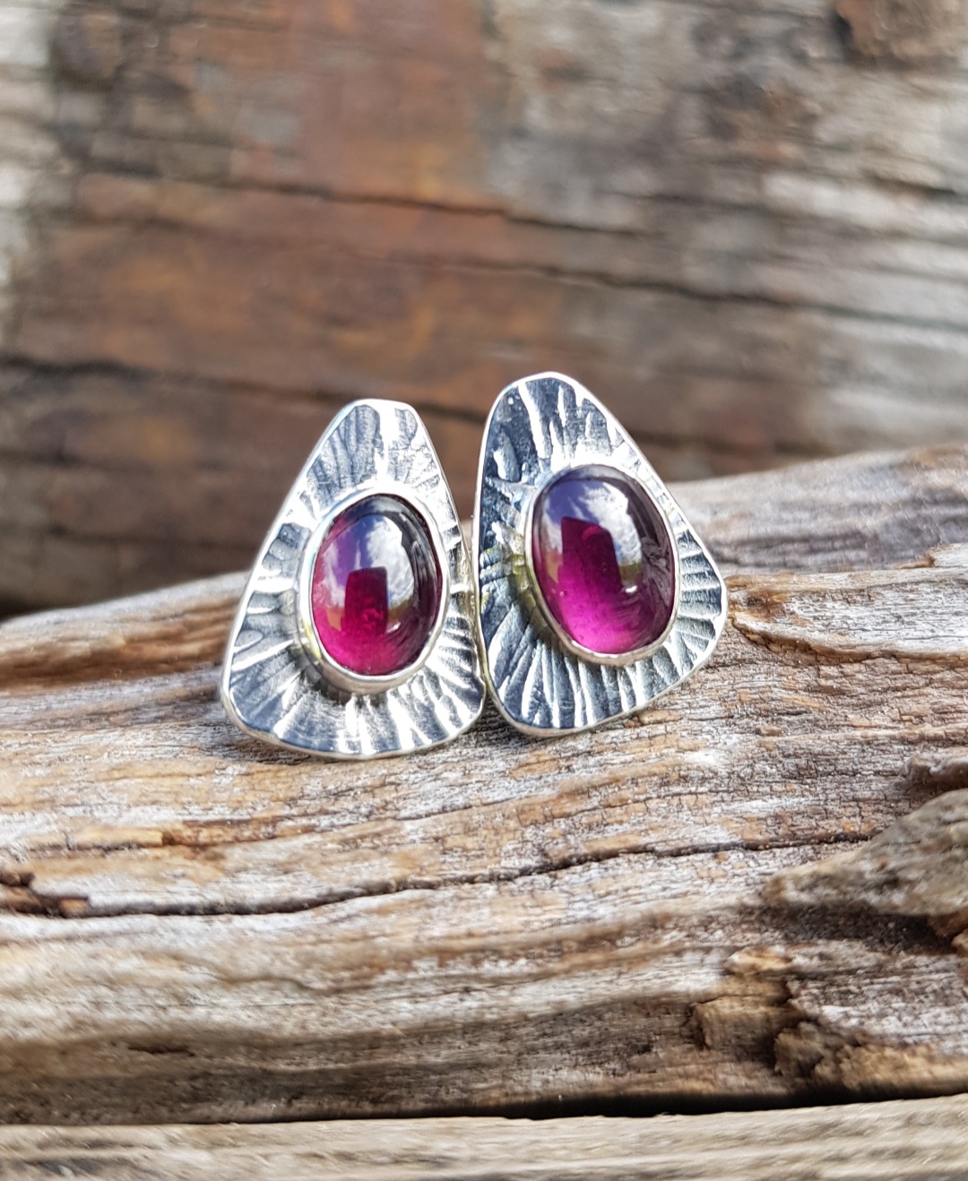 Rhodolite Garnet Stud Earrings